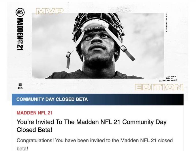 jaymaker121's tweet photo. Anyone Still Need Madden 21 Beta Codes? Xbox One and PS4! 

(Please Follow Rules) If Not I’m Going To The Next!

1. Like Tweet &amp; Follow Me
2. Follow My Twitch https://t.co/hqZS5AuLX7 

Reply With Screenshots When Done. Please Be Patient!

#Madden21Beta #Madden21 https://t.co/Vjq6pTu2g2