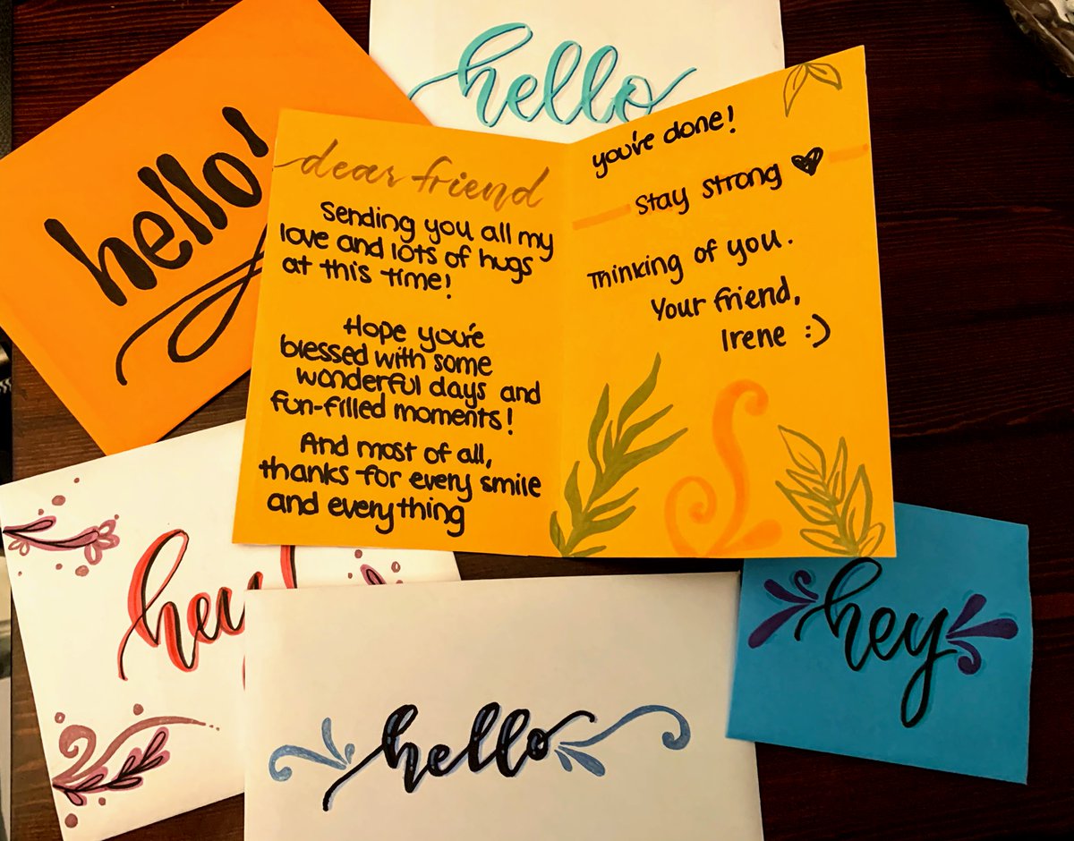 joingenhelp's tweet photo. Wow amazing handwriting skills !
Thank you Irene for your beautiful cards!
Put a smile on an older adult face by sending them a card today!
https://t.co/dMXkoUjDSt
#communityaffections #volunteering #yyc #seniors #covid19 https://t.co/QtU68VbXI5