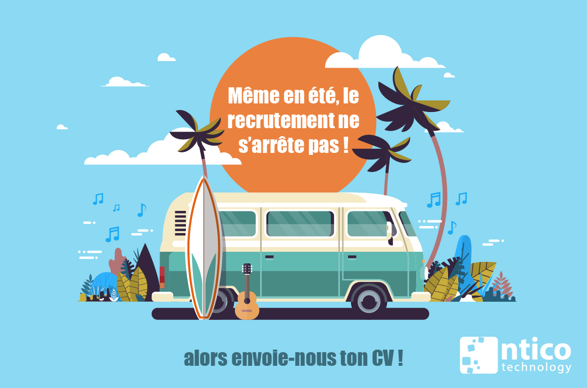 NTICO59's tweet photo. Les vacances sont presque là ! 
Chez Ntico, même en été, le recrutement ne s'arrête pas, alors allez jeter un œil à nos offres !

https://t.co/bpGM6Dd6cR
#Recrutement #IT https://t.co/NcVSDN6G6X