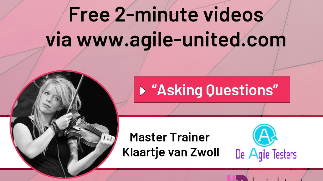 Our 6th video is now also online about "Asking Questions" from <a href="/klaartjejulia/">Klaartje Julia</a> - stay tuned from the next insights from Master Trainers of <a href="/DeAgileTesters/">DeAgileTesters</a>!

Check out the series of free 2-minute videos on thq <a href="/agile_united/">AgileUnited</a> page: lnkd.in/dDCVQef.

#reachyourpotential