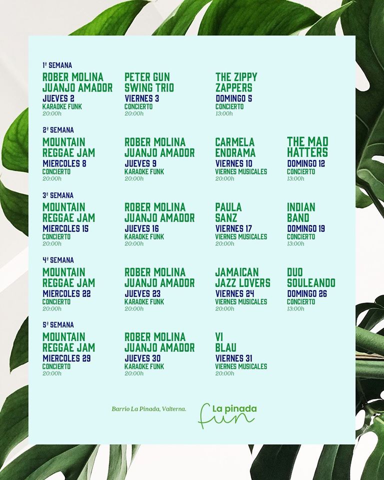 barriolapinada's tweet photo. ✏️¡Toma nota! ¡Que no se te escape nada!
#LaPinadaFun tiene muchas sorpresas preparadas para dar vida al Barrio este #verano
#tardeo #almuerzo #cenas #Valencia #Paterna #conciertos #terrazadeverano
Eso sí... No olvides reservar.
📞Reservas: 621271947
📩hola@lapinadafun.es https://t.co/Lskp0wJqXB