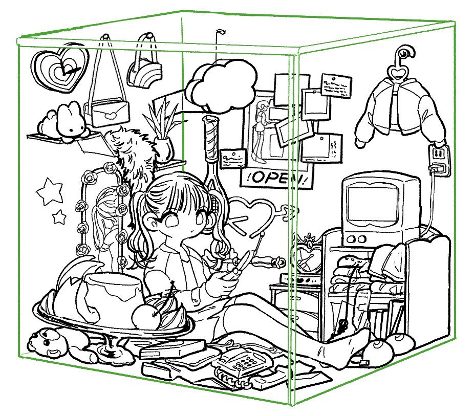 アクリル一坪(2019)気に入ってる作品のひとつ。線画を発掘! 