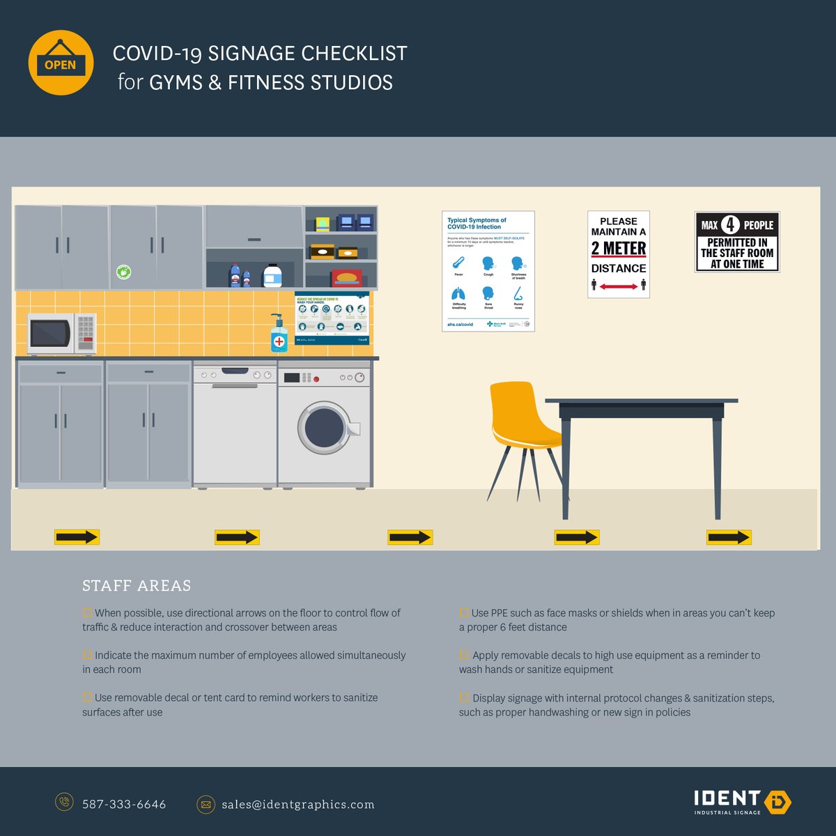 IDentSigns's tweet photo. Don't worry - we haven't forgotten about Gyms &amp; Fitness centres! We've created a checklist below to help relieve some signage stressors with the new COVID-19 protocols.

All signage &amp; COVID-19 products seen in the graphics below can be found here:
👉https://t.co/YpxiG8JYoQ https://t.co/k2kToPE1ip