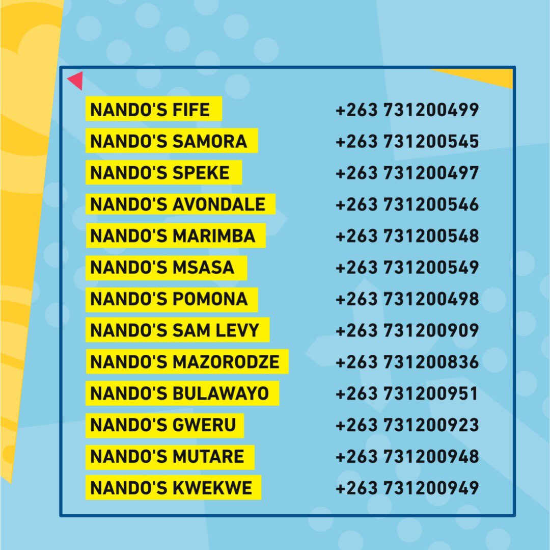 NandosZimbabwe's tweet photo. You can sit with us! 🛋️

We are open for Dine-in at a Nando's near you. 🔥🌶️

Call your favourite casa for more details. https://t.co/GzPSoC4keS