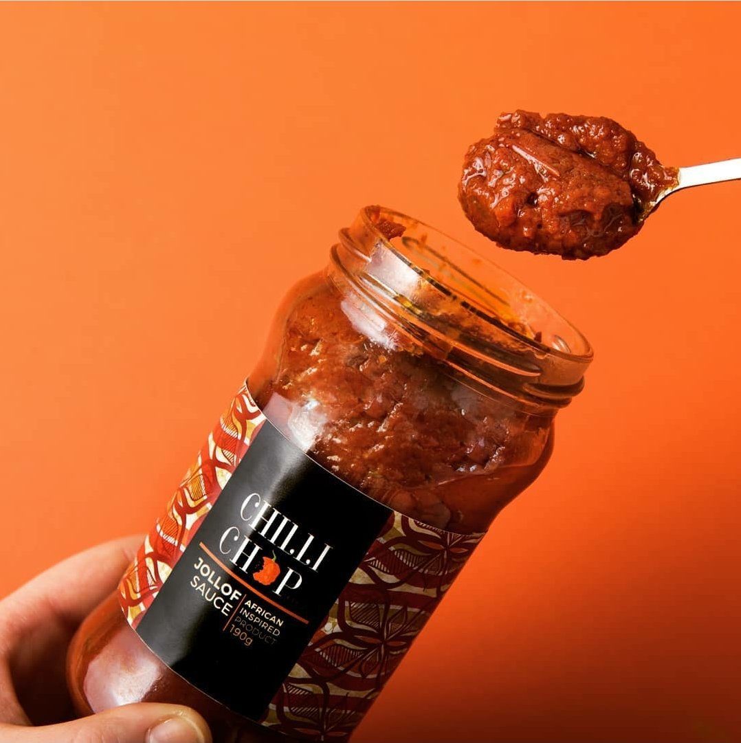 ChilliChopCO's tweet photo. Have you tried the  jollof sauce everyone is raving about? We've made cooking jollof rice super easy for you by creating a sauce that has been fried and seasoned, all you need to add is your uncooked rice and you will have delicious jollof rice in no time. https://t.co/5WqhwcU8La https://t.co/eqTj93L5Mj
