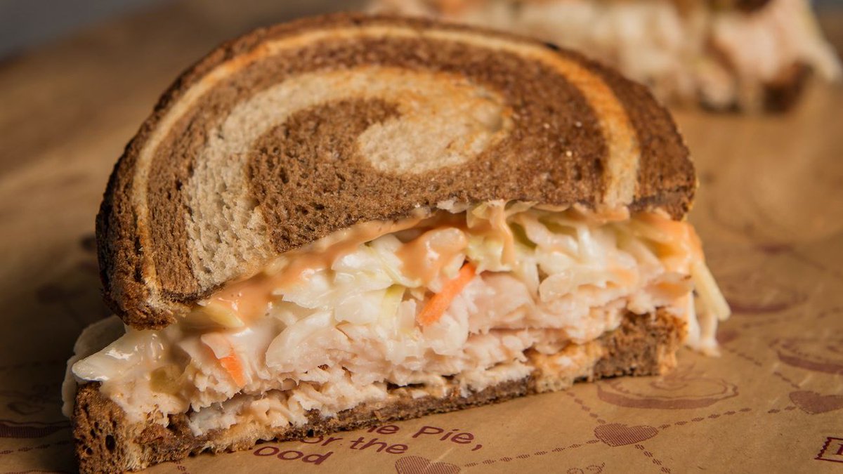 GTPie's tweet photo. What's for lunch? A Turkey Reuben 😋
Michigan turkey, creamy coleslaw, swiss cheese, and thousand island dressing on marbled rye. #turkeyreuben https://t.co/w1LoMsPhIx