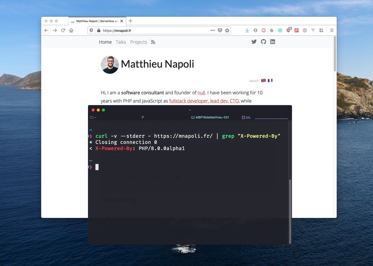 matthieunapoli's tweet image. It's Friday afternoon, you're wondering how to run PHP 8 alpha in production right?
You can now with Bref on AWS Lambda 😅 github.com/brefphp/bref/p…
I migrated my blog (Symfony app) to PHP 8. Response time seemed to improve from 9ms to 7ms, let's see in the long run.