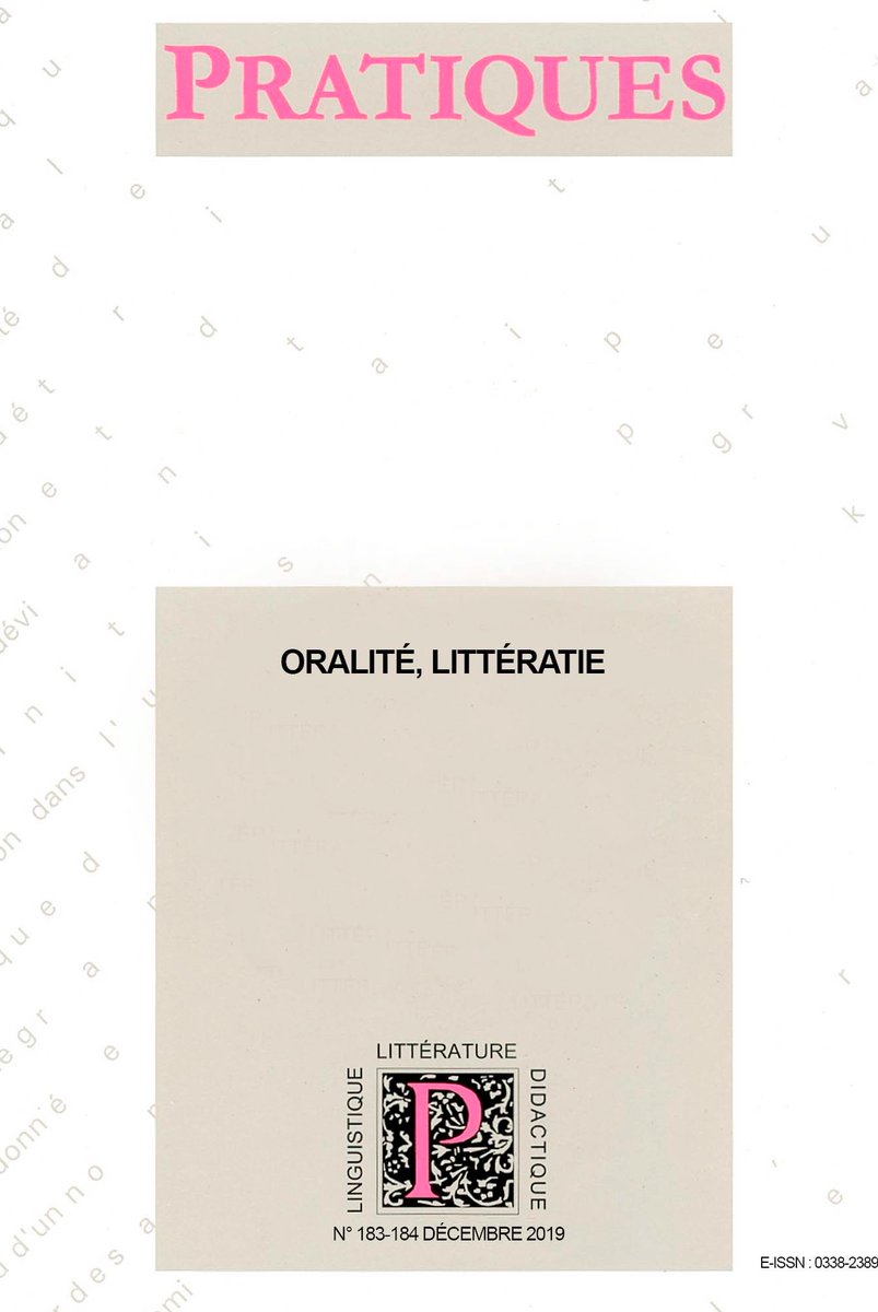 Canope_DTIDF's tweet image. #oralité, #littératie Thème du n°183-184 de la revue Pratiques : enjeux, études et pratiques scolaires autour du slam, de la différenciation en maternelle, d'un atelier de création littéraire, du livre numérique enrichi, de l'évaluation
🎙journals.openedition.org/pratiques/
CompétencesOrales