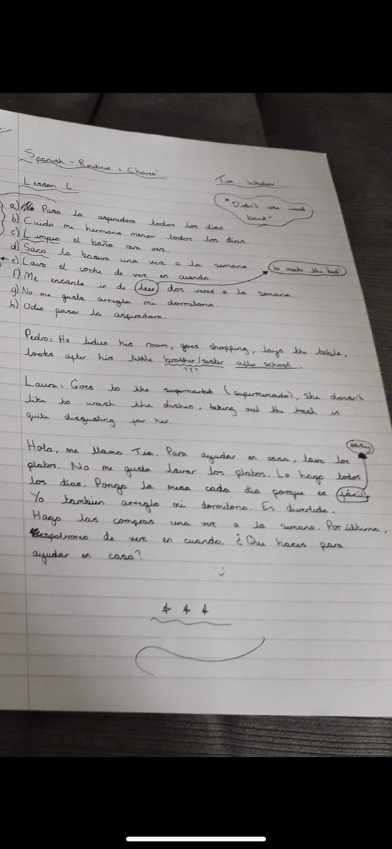 BPS_MFL's tweet photo. An excellent final paragraph from Tia in Year 7 on the topic of household chores! ¡Buen trabajo! https://t.co/TxHIMyDEYT