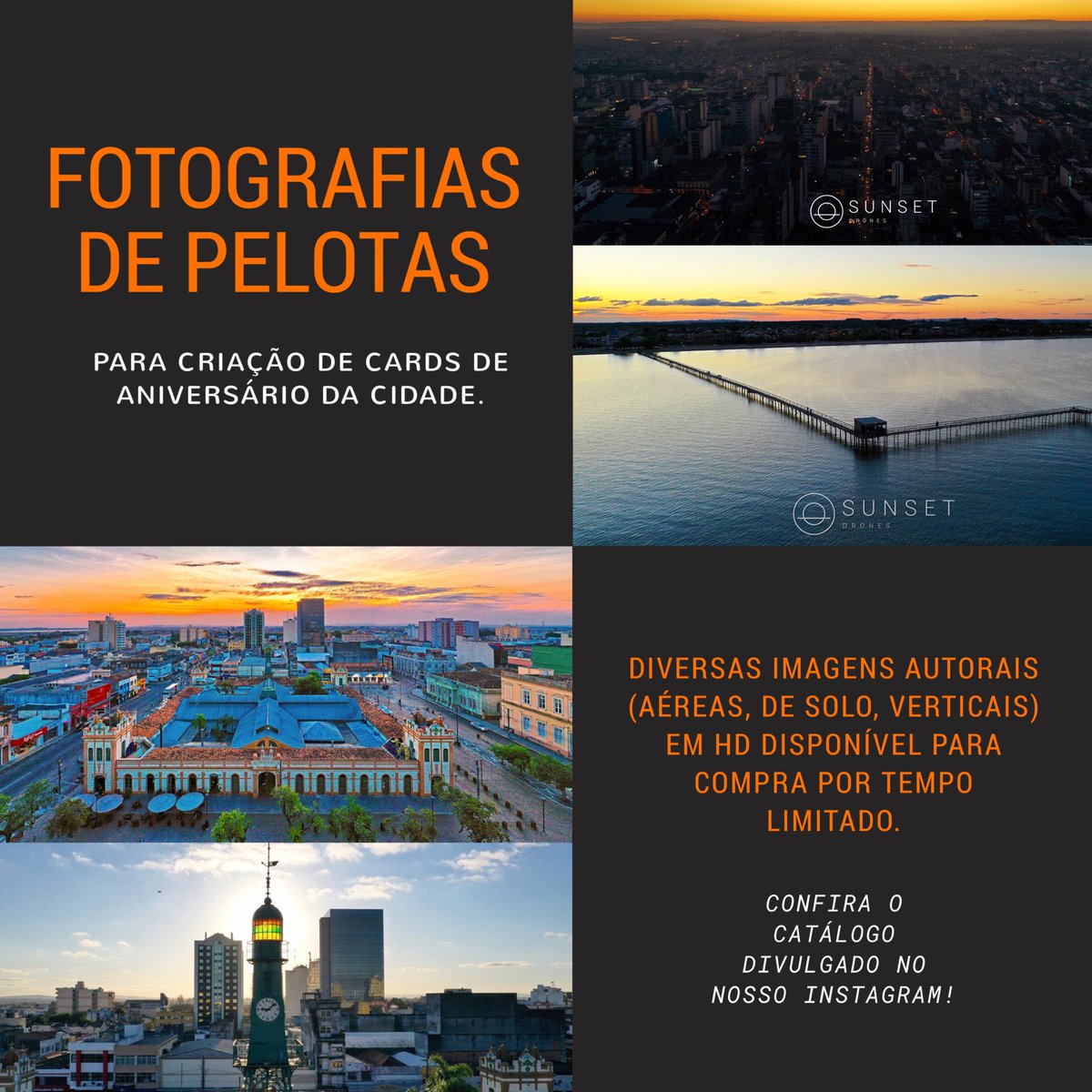 sunsetdronesia's tweet photo. Vamos encher o feed com fotos de Pelotas?

Estamos oferecendo, por tempo limitado, diversas opções de fotografias de Pelotas para criação de Cards de aniversário da cidade.

São imagens autorais mostrando lugares incríveis de Satolep.

Acesse nosso Insta @ sunset.drones https://t.co/eEwFk1YFyF