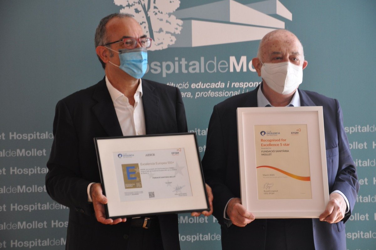 fsmhospital's tweet photo. Avui hem rebut el Segell EFQM d'Excel•lència 500+ a mans del @Club_Excelencia Gràcies per aquest reconeixement a la qualitat, la sostenibilitat i el compromís envers professionals i ciutadania! #HospitalMolletEFQM #EFQM500 @ceg_mromero https://t.co/Z7ohLdVmPq