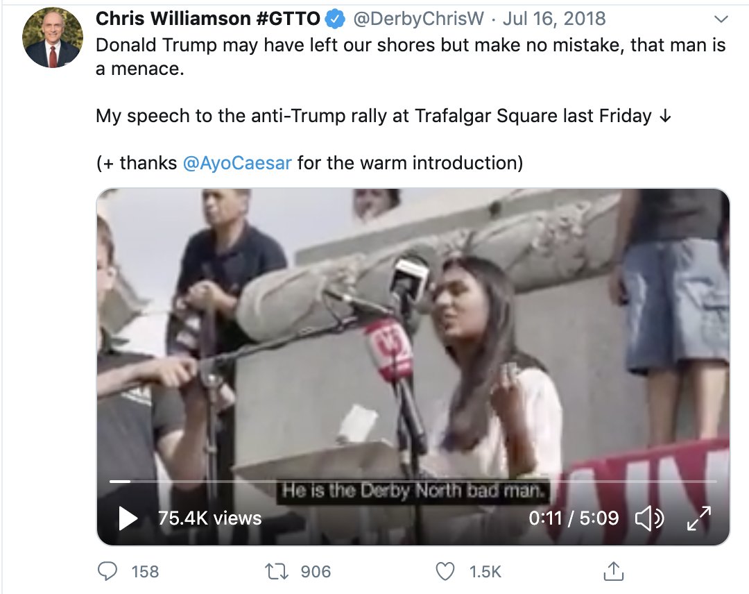 Talking about tone & timing, I wonder what tone & timing it was for Ash when she gushingly introduced Chris Williamson as the "Derby North bad man" in July 2018, despite Williamson's long, dark history of defending antisemites & own antisemitic baiting?  https://twitter.com/supergutman/status/1002473953363922945