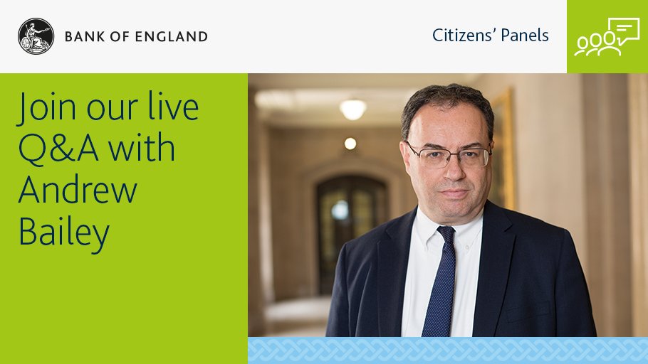 bankofengland's tweet photo. Join Governor Andrew Bailey in our first virtual Citizens’ Panel Open Forum on the 17 July to discuss how the economy is affecting you right now. Sign up to our community to receive your registration link: https://t.co/mdkWv1sim6 https://t.co/0bgr5qbTYK