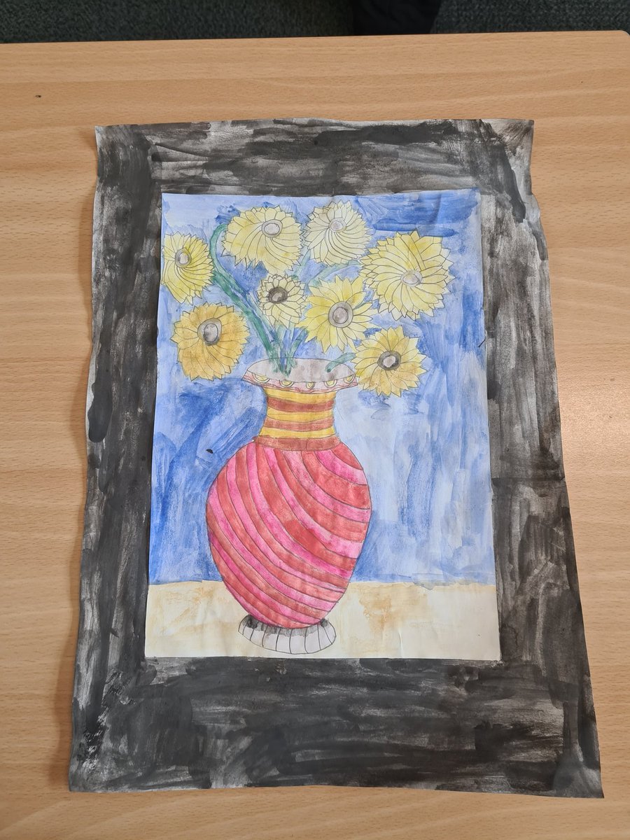 Miss__E2017's tweet photo. Our interpretation of Van Gogh 'Sunflowers'! @uptonclass5AS @BmClass5 https://t.co/ovqdgtWQVJ