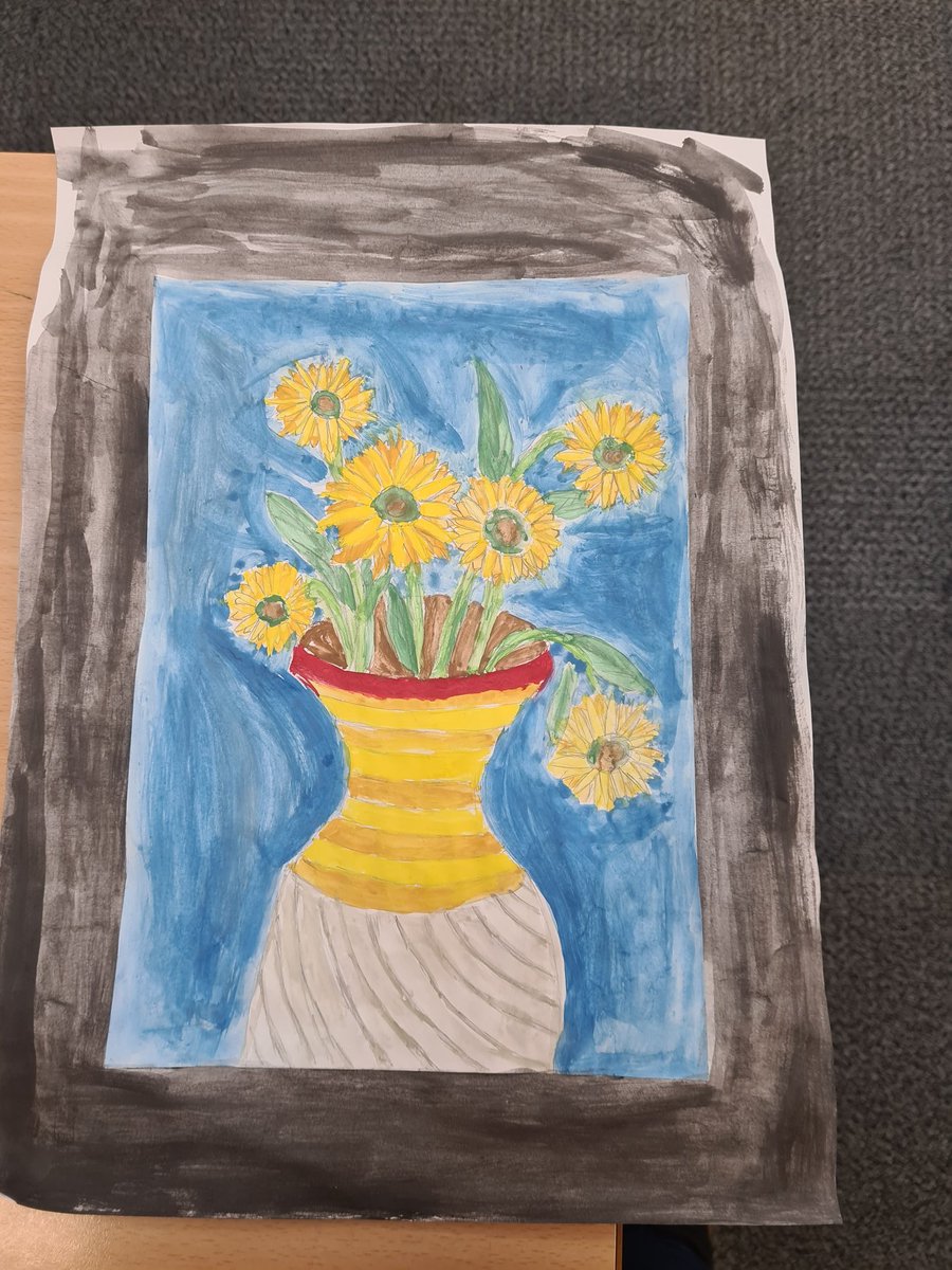 Miss__E2017's tweet photo. Our interpretation of Van Gogh 'Sunflowers'! @uptonclass5AS @BmClass5 https://t.co/ovqdgtWQVJ
