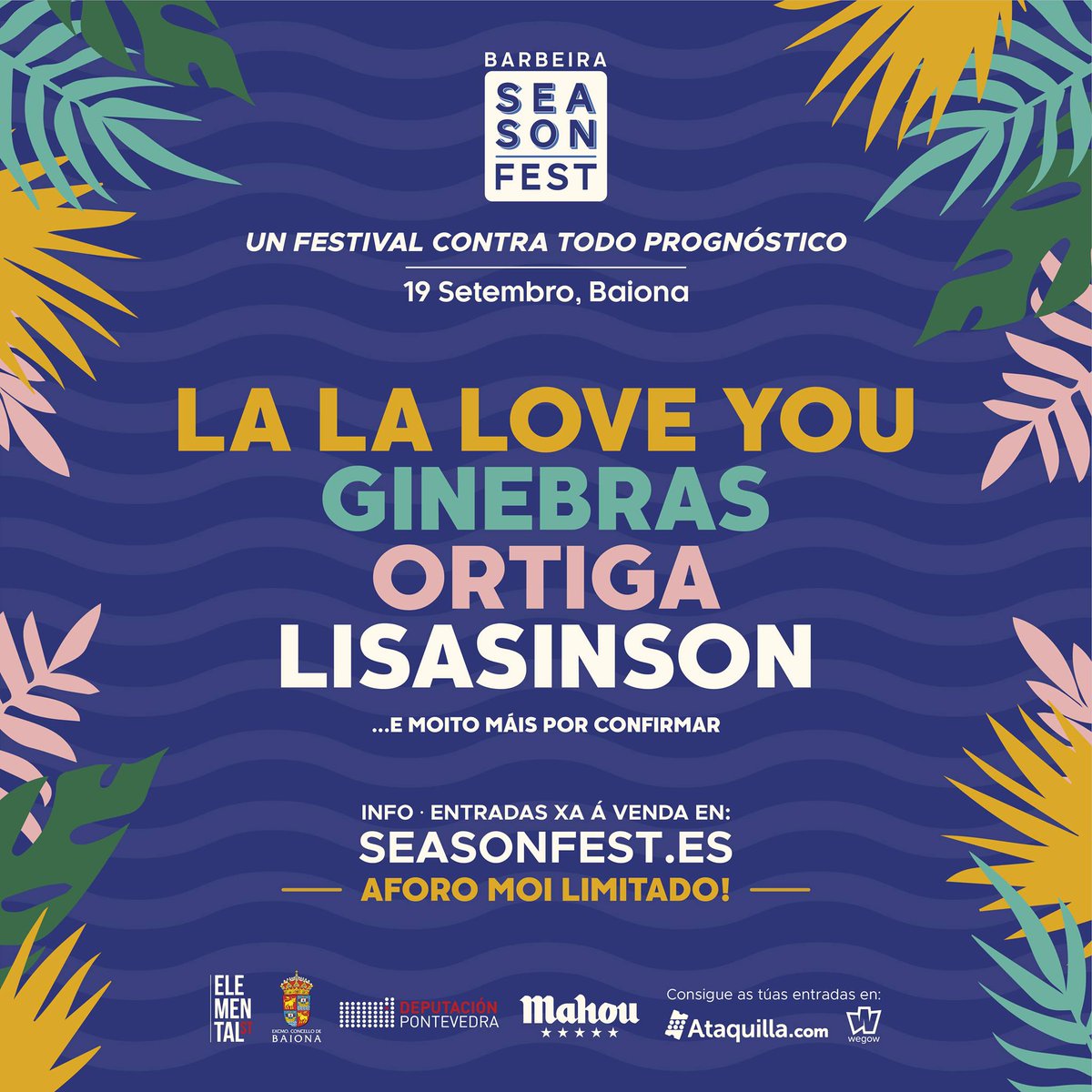 Baskonista84's tweet photo. La La Love You, Ginebras, Lisasinson... este verano en Baiona #SeasonFest https://t.co/JI1qNQOLV4