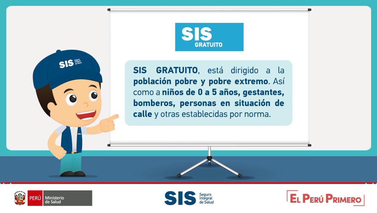 SISPeruOficial's tweet photo. ✔#SISinforma
El #SISGratuito está dirigido a la población pobre o pobre extrema. Además, a niños hasta los 5 años, gestantes, bomberos, personas en situación de calle y otras establecidas por norma. https://t.co/MsrvEJxMtd