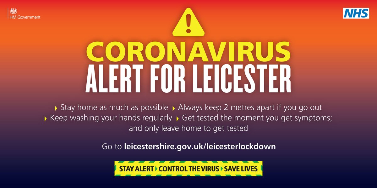 LeicsCountyHall's tweet photo. If you’re a #Leicestershire resident living inside the #LeicesterLockdown area, please help to keep yourself and others safe by staying at home as much as you can, keeping 2 metres apart from others if you go out and washing your hands regularly. #StaySafe https://t.co/Hi0YmoJG5z