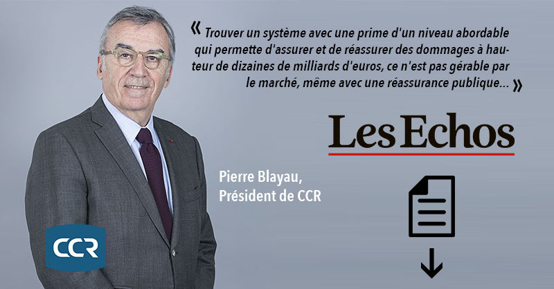 CCReassurance's tweet photo. 💬« Trouver un système avec une prime d'un niveau abordable qui permette d'assurer et de réassurer des dommages à hauteur de dizaines de milliards d'euros, ce n'est pas gérable par le marché... " Retrouvez l'interview de notre Président Pierre Blayau dans Les @LesEchos https://t.co/eq5vx44unl