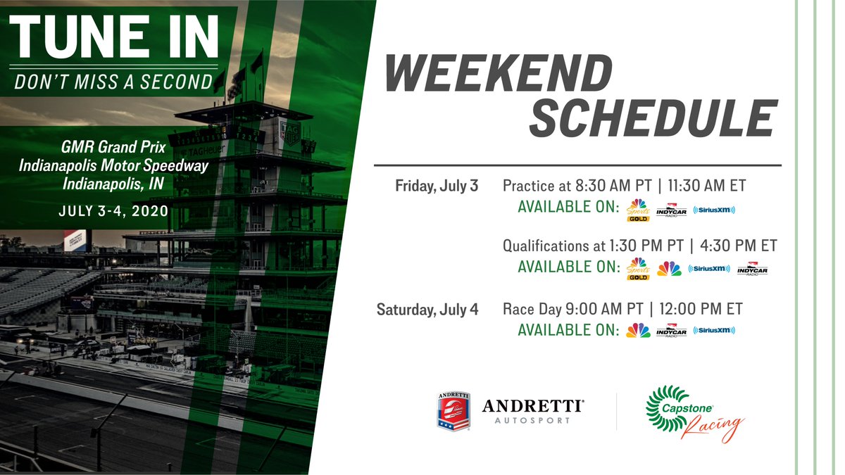 CapstoneEnergy's tweet photo. ❗️Practice &amp; Qualifications begin TODAY for the #INDYGP at @IMS❗️Tune in to watch @ColtonHerta in the #88 @GleanersFBIndy Honda as they launch the #NoOneRunsOnEmpty campaign, bringing 10 million meals to hungry Hoosiers

#DrivingSmarterEnergy // #CapstoneRacing

@FollowAndretti https://t.co/3tFwWa5qHB
