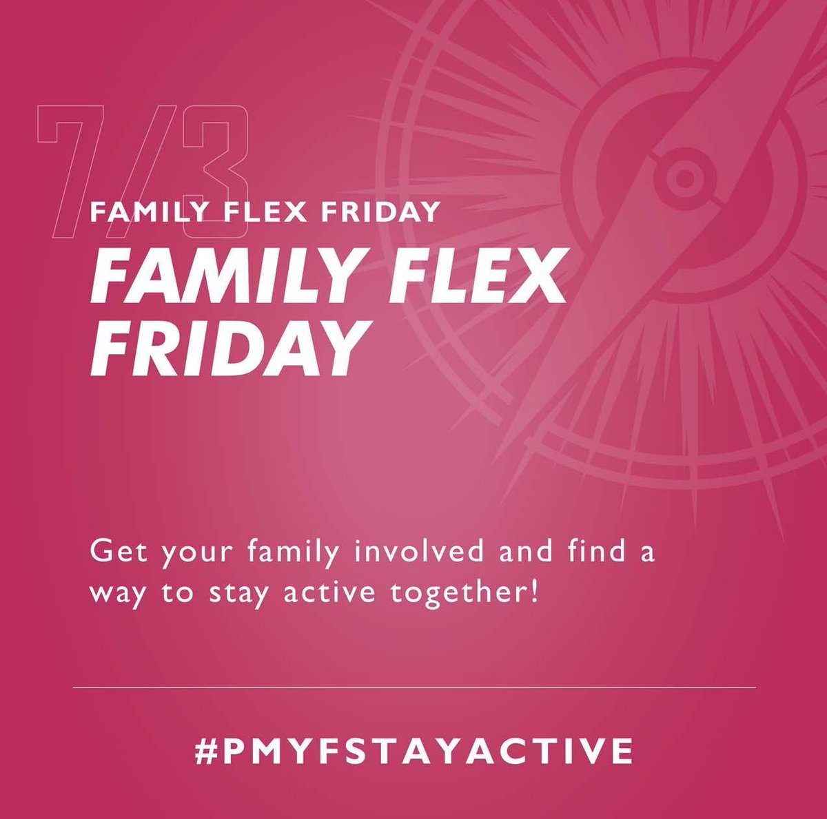 PMYF2's tweet photo. Today is Family Flex Friday. Get your family involved and find a way to stay active together. Be sure to share with us using the hashtag. #PMYFSTAYACTIVE https://t.co/sUfv8InmSW