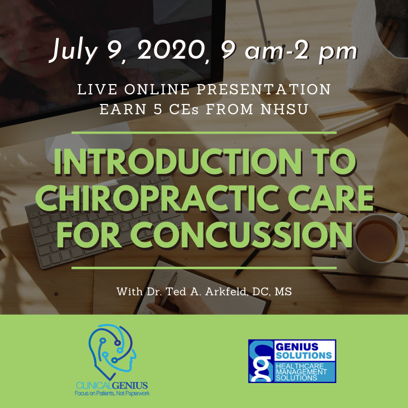 geniusmedical's tweet photo. Get 5CEs now, with the Chiropractic Care for Concussion and Post-Concussion Syndrome week 6 webinar, from 9am-2pm EDT, Thurs, July 9th!
Get yourself paid better, Register now! https://t.co/UC1SjjryZc
#CEs #Chiropractor #coding #Chiropractic #continutingeducation #CPT #concussion https://t.co/NAW6uA7nqU