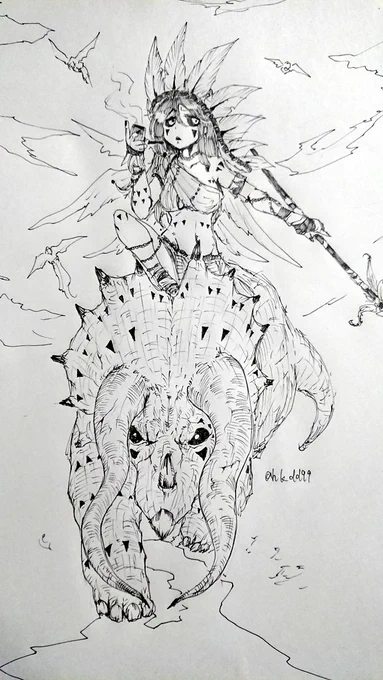 #人外版深夜の真剣お絵描き60分一本勝負
お題アナタが考える絶滅生物をモチーフにした人外 