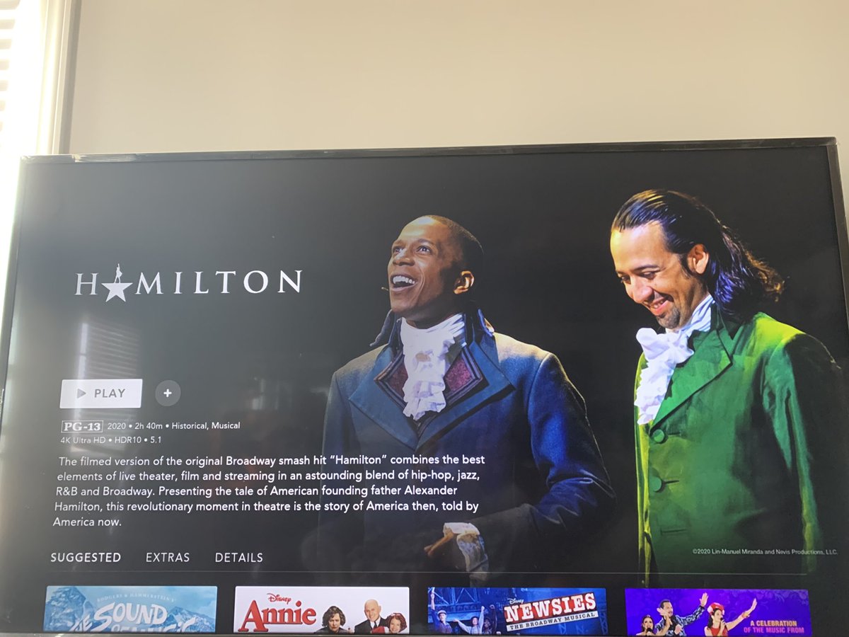 Hamilton is available on Disney + for all those looking for something good to watch this holiday weekend!