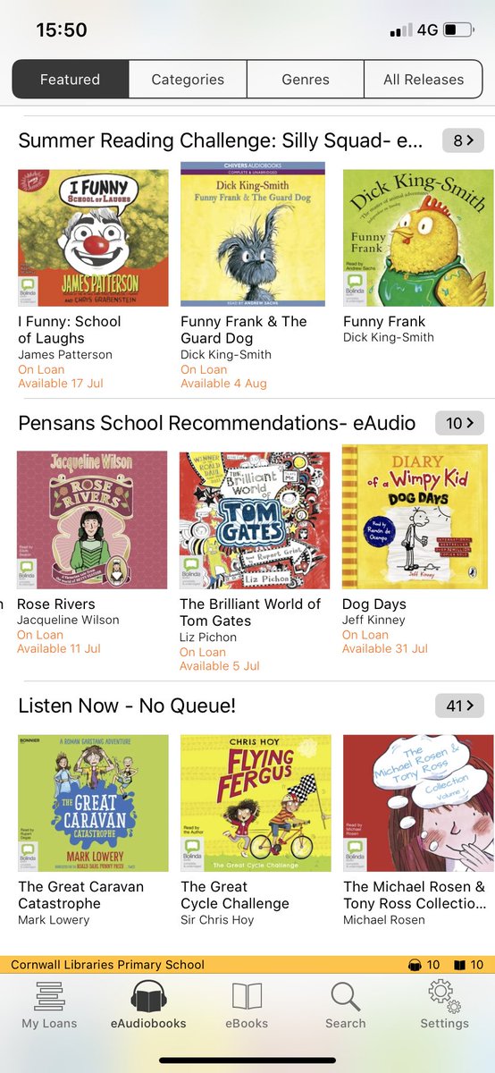 PensansSchool's tweet photo. The "Pensans School Recommends" shelf is now up and running on the Cornwall Libraries Borrowbox app. We are the first school to be invited to do this so far, which is amazing! Borrowbox is a free eBook resource - it is proving vital while accessing books is a little trickier. https://t.co/tcetHPVdTW