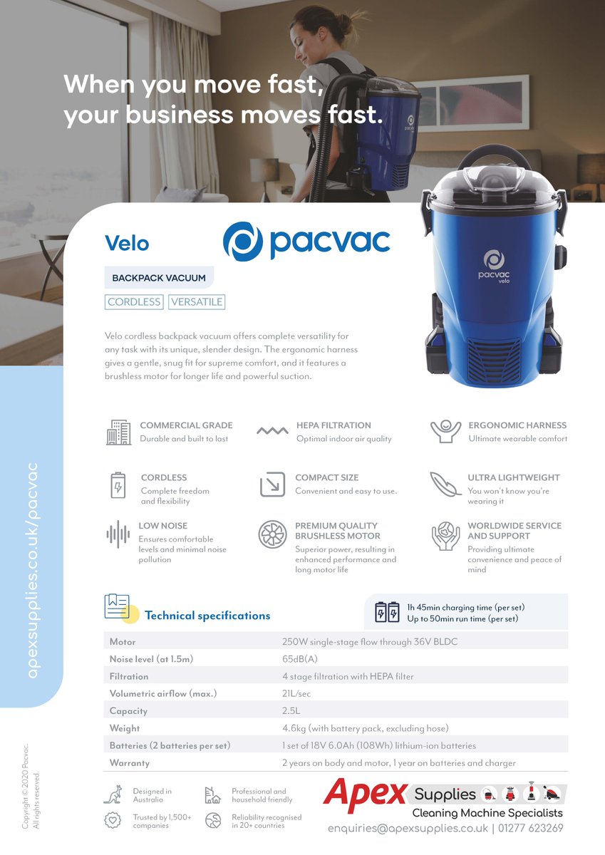 rs_sambailey's tweet image. &quot;everyone loves it, it&apos;s great!&quot; 

No, not a review of my face. It&apos;s feedback from my first customer trial of the @wearepacvac Velo - the best compact backpack vacuum available. 

More information is on our website here: apexsupplies.co.uk/pacvac/
