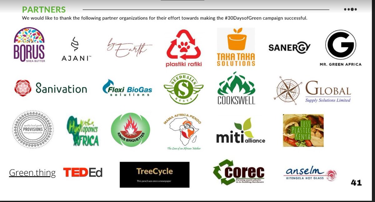 GShapersNairobi's tweet photo. We wish to thank our #30daysofGreen partners for the amazing green products showcased in our Green Catalogue (https://t.co/vg6XD4sOuR) and their commitment to environmental consciousness. Asanteni sana! https://t.co/FMOsK0oMCY