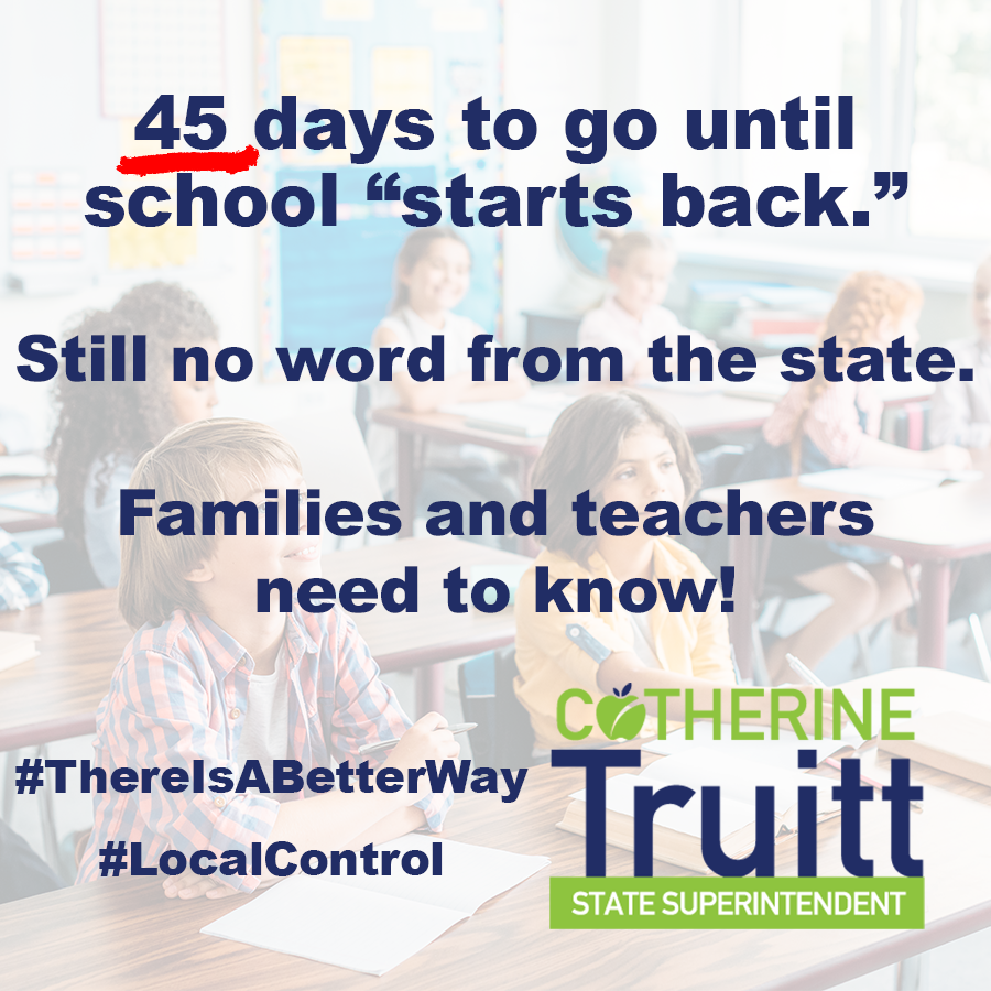 CTruittNC's tweet photo. NC has 100 counties, 115 school systems, and hundreds of public charter schools.  Each county is unique. They all need a plan, but they need their own plan.  Governor, let local schools decide! https://t.co/3FdoCsgSLU