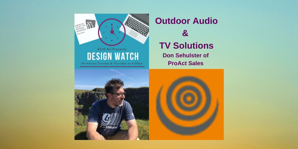 ASIDNJ's tweet photo. Tuesday, July 7 at 4PM, Outdoor Audio &amp; TV Solutions with Don Sehulster of ProAct Sales, link to register: https://t.co/j7PWI9Js83
@SonanceNoise @SEURA #proactsales #outdoorliving #asid #interiordesigners #outdoortv #outdooraudio https://t.co/YarDOi4vrK