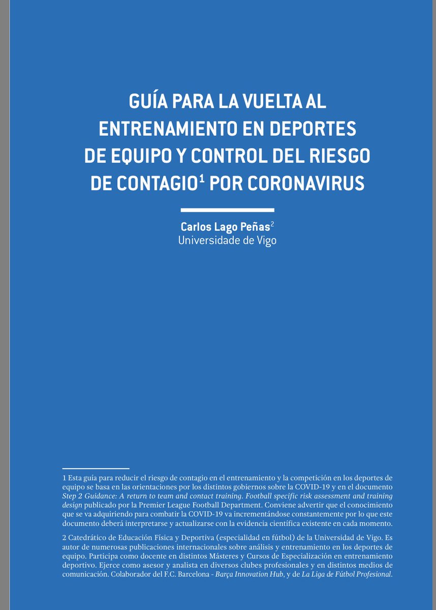 Clagopuvigo's tweet photo. Guia para la vuelta al entrenamiento en ⚽️ y DEPORTES DE EQUIPO 🤽‍♀️🤾‍♂️⛹️‍♂️🤼‍♀️

¿Cómo puedo organizar el entrenamiento para garantizar la distancia de seguridad entre jugadores?

Por responsabilidad.... LÉELO 

Descarga gratuita 

👇

https://t.co/y5Kvv6rVbN https://t.co/qqwFzsjgHB