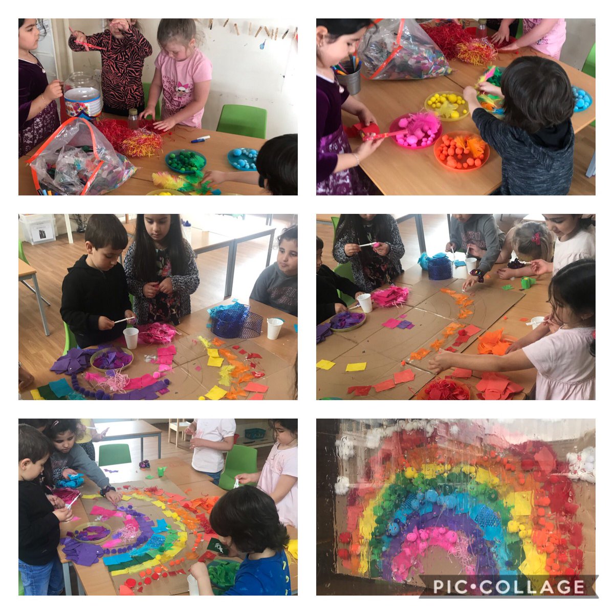 RecStSilas's tweet photo. It’s been another busy week in yellow bubble. We finished our rainbow today and hung it proudly in our window. @RecStSilas @stsilasschool #ThankYouNHS https://t.co/3CelCluyPO