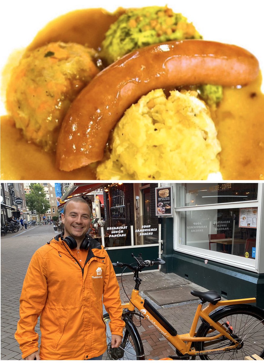 thepantry_'s tweet photo. Hoe maak je Hollands eten nog Hollandser... juist.. een koerier in het #oranje en #bezorg het op de #fiets.. vanaf de lekkerste traditionele gerechten ook op @thuisbezorgd https://t.co/wJnfDoDAxl