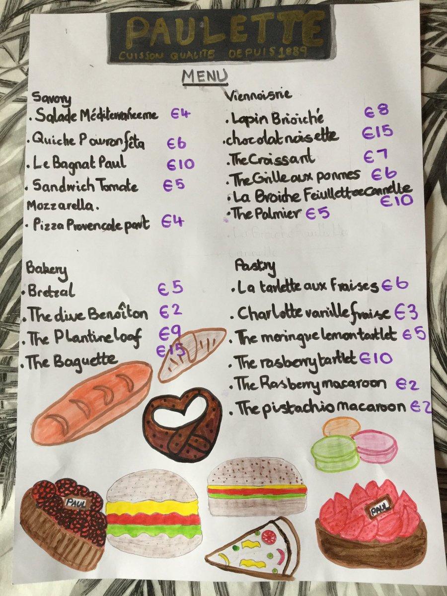 MFLwithMrsM's tweet photo. Incredible work from my Y4s today creating French menus. French week has been a success @StThomasCofE all shared using @Showbie #mfltwitterati #mflchat #primaryfrench #homelearning https://t.co/SnBAB4L5ZS