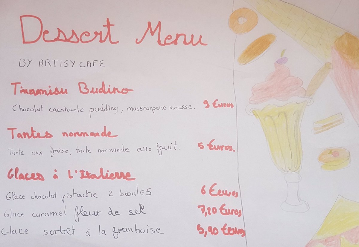 MFLwithMrsM's tweet photo. Incredible work from my Y4s today creating French menus. French week has been a success @StThomasCofE all shared using @Showbie #mfltwitterati #mflchat #primaryfrench #homelearning https://t.co/SnBAB4L5ZS