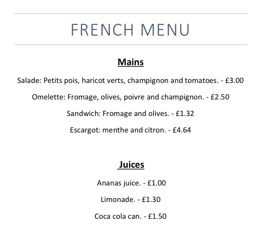 MFLwithMrsM's tweet photo. Incredible work from my Y4s today creating French menus. French week has been a success @StThomasCofE all shared using @Showbie #mfltwitterati #mflchat #primaryfrench #homelearning https://t.co/SnBAB4L5ZS
