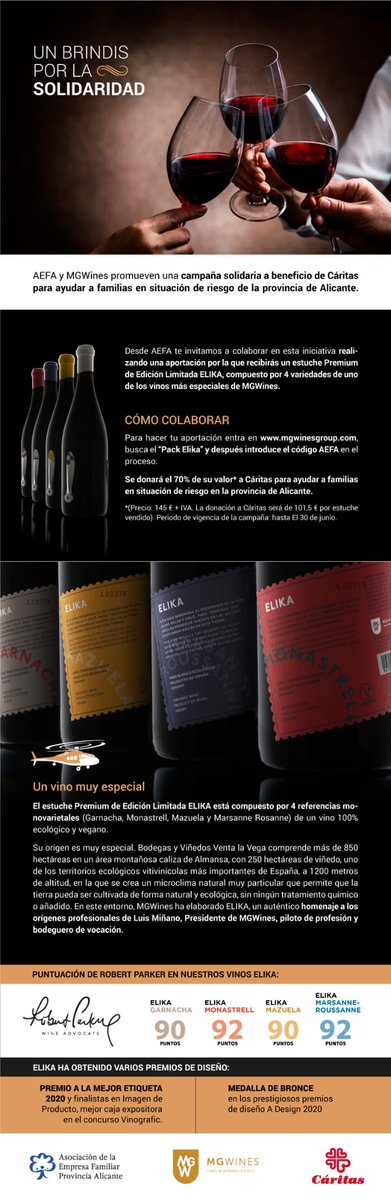 AEFALICANTE's tweet photo. 🤲🏼Alargamos la campaña #UnBrindisPorLaSolidaridad dada la necesidad de ayuda actual.

🍷Una campaña que junto a @MGWines_Group, llevamos a cabo para recoger fondos para  ayudar a los menos favorecidos.

🛒¡Participa adquiriendo este Pack!⤵️ https://t.co/IEaK7jJLyZ

#VinoSolidario https://t.co/UXI6zEKZLX