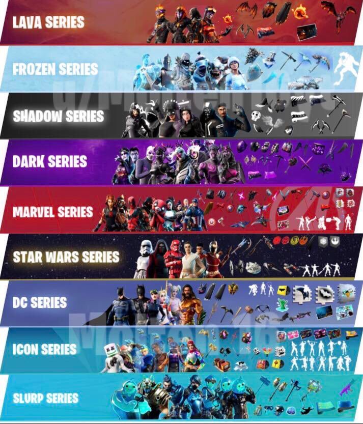 Fortnite62News's tweet photo. Vous aimez quel séries et quelle skin dans les séries ? #fortnite https://t.co/9rt5Rd2m7m