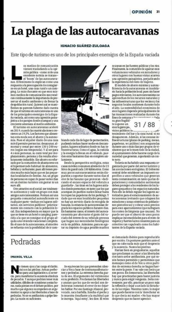 Dos opiniones muy diferentes sobre una única realidad. Por supuesto nos quedamos con la primera... <a href="/elcorreo_alava/">El Correo Álava</a>
#yoparoportupueblo #viajarenautocaravana <a href="/autocaravanasES/">AutoC</a> <a href="/furgosfera/">Furgosfera</a>
