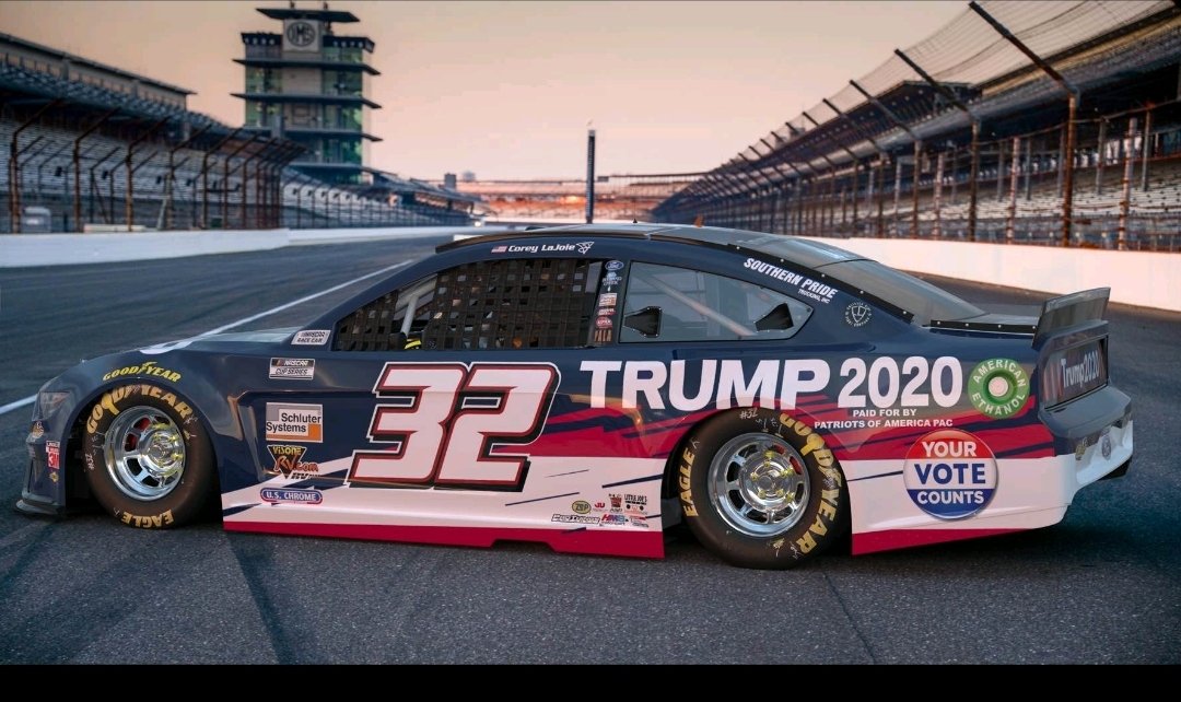 SimoneGreear's tweet photo. Support #Gofas & #coreylajoie for their Patriotism. This devoted Christian, husband & father needs our prayers for standing up against the masses. No matter how you feel about Nascar right now. He deserves positive reinforcement from all patriots. #Brickyard400 https://t.co/E3FLMNUwGK