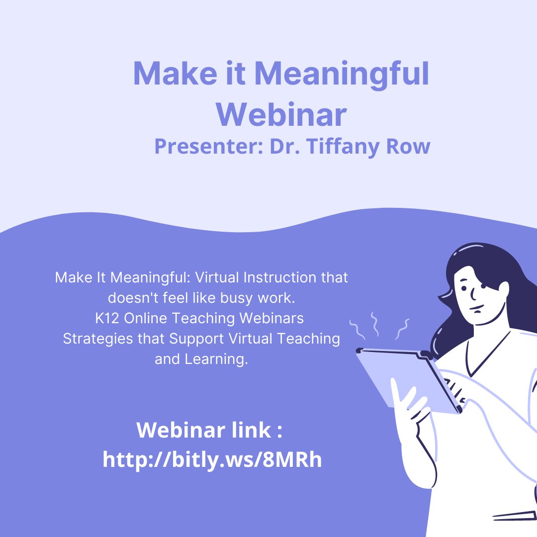All our Virtual Instruction Setup for Students during this unfortunate COVID - 19 Period for the student from teachers by our very own Dr. Tiffany Row. Do visit our Youtube page: bitly.ws/8MRh for more details and videos of this webinar.