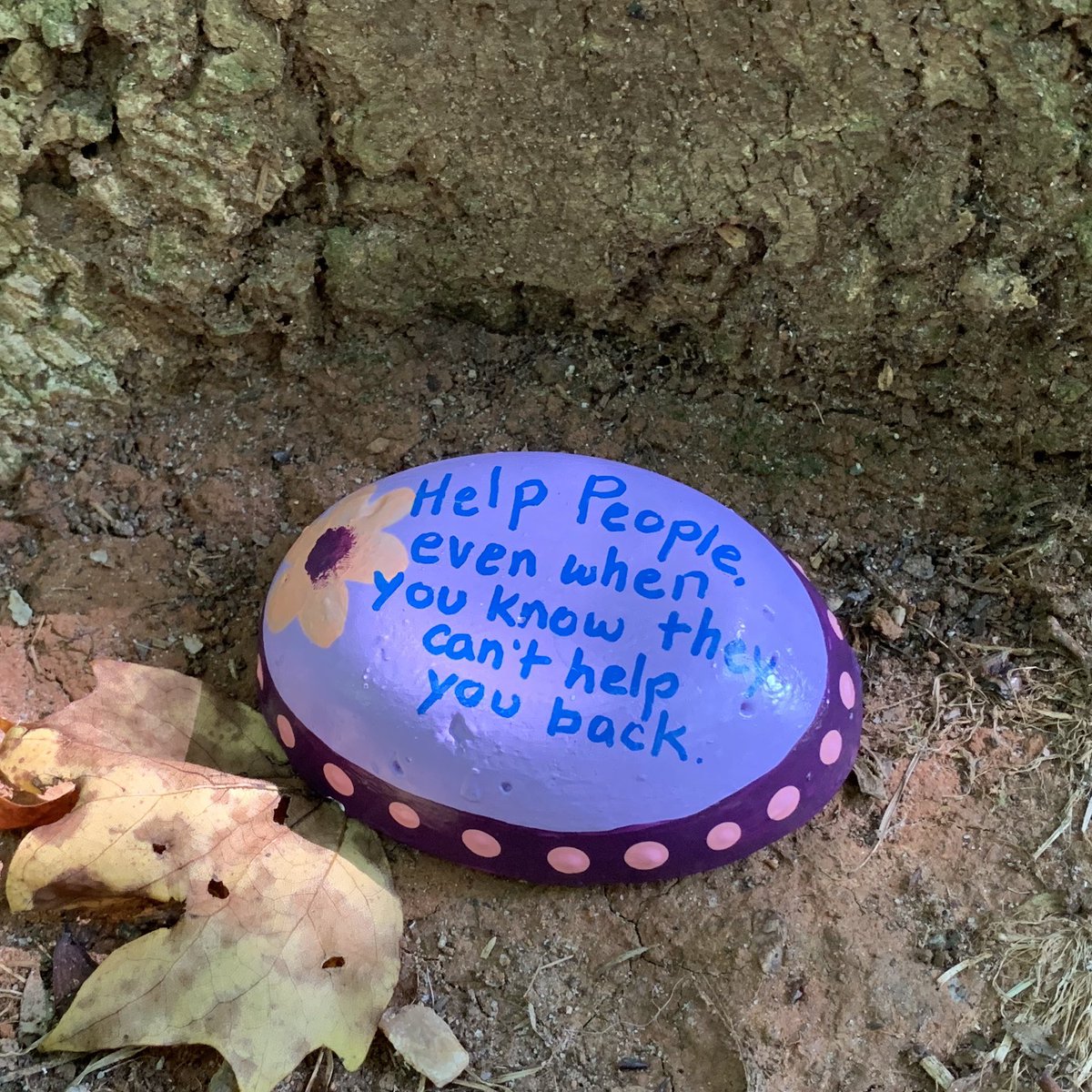 donnaselliott's tweet photo. “Retweeting” a message Luna dog and I spotted under a tree on our walk at the park this morning. #helpothers #mydogrea #prepositionalphrases https://t.co/kQhy4k6GuM