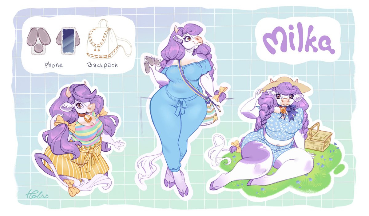 Love designing characters.#holivi #anthro #cow #anthrocow #milka #OC #refer...