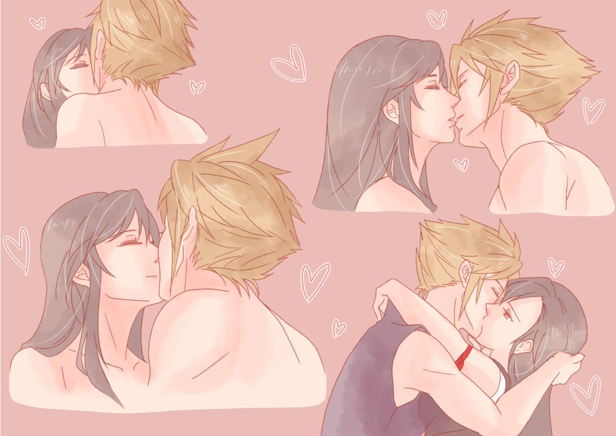 クラウド・ストライフ ,ティファ・ロックハート 「「キス」
#Cloti #クラティ 」|ナイス🐥🐬のイラスト
