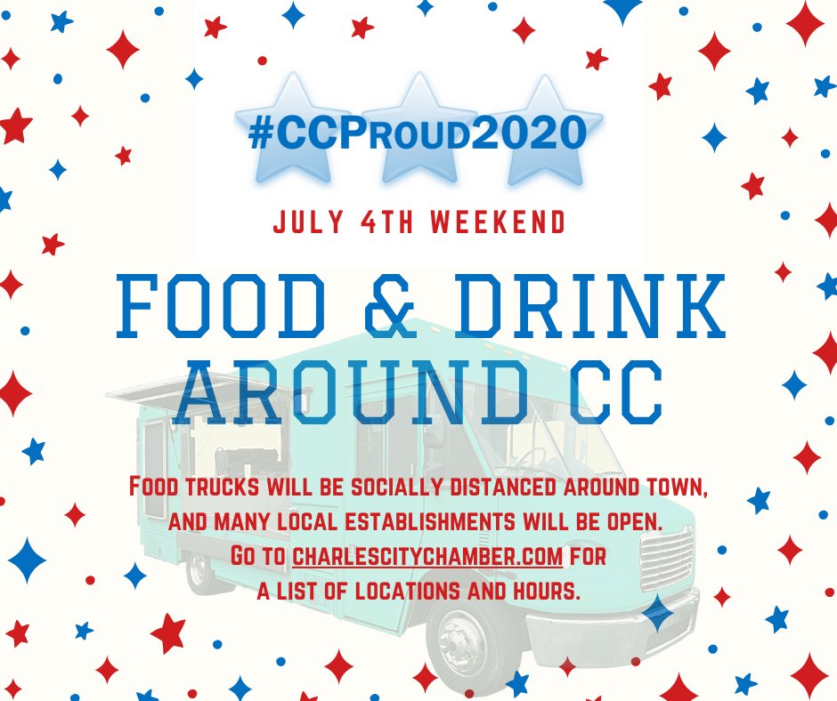Looking for places to eat this weekend? Find a list of locations and hours here: bit.ly/3dRY1rn
#CCProud2020 #CharlesCityIA #July4th