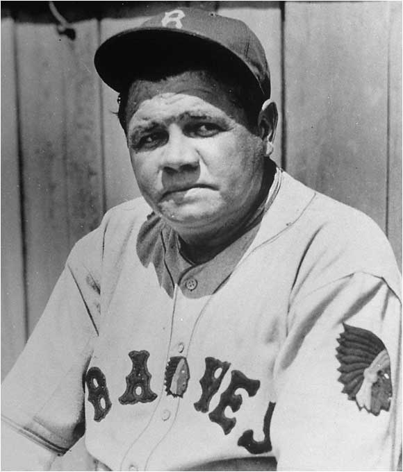 There was a number of Native American imagery here. Braves Field (MLB) was nicknamed the Wigwam. The Braves logo -- well, here's Babe Ruth wearing the uniform. The Braves owner was a member of NYC's political machine, Tammany Hall, which used an Indian chief as their symbol.