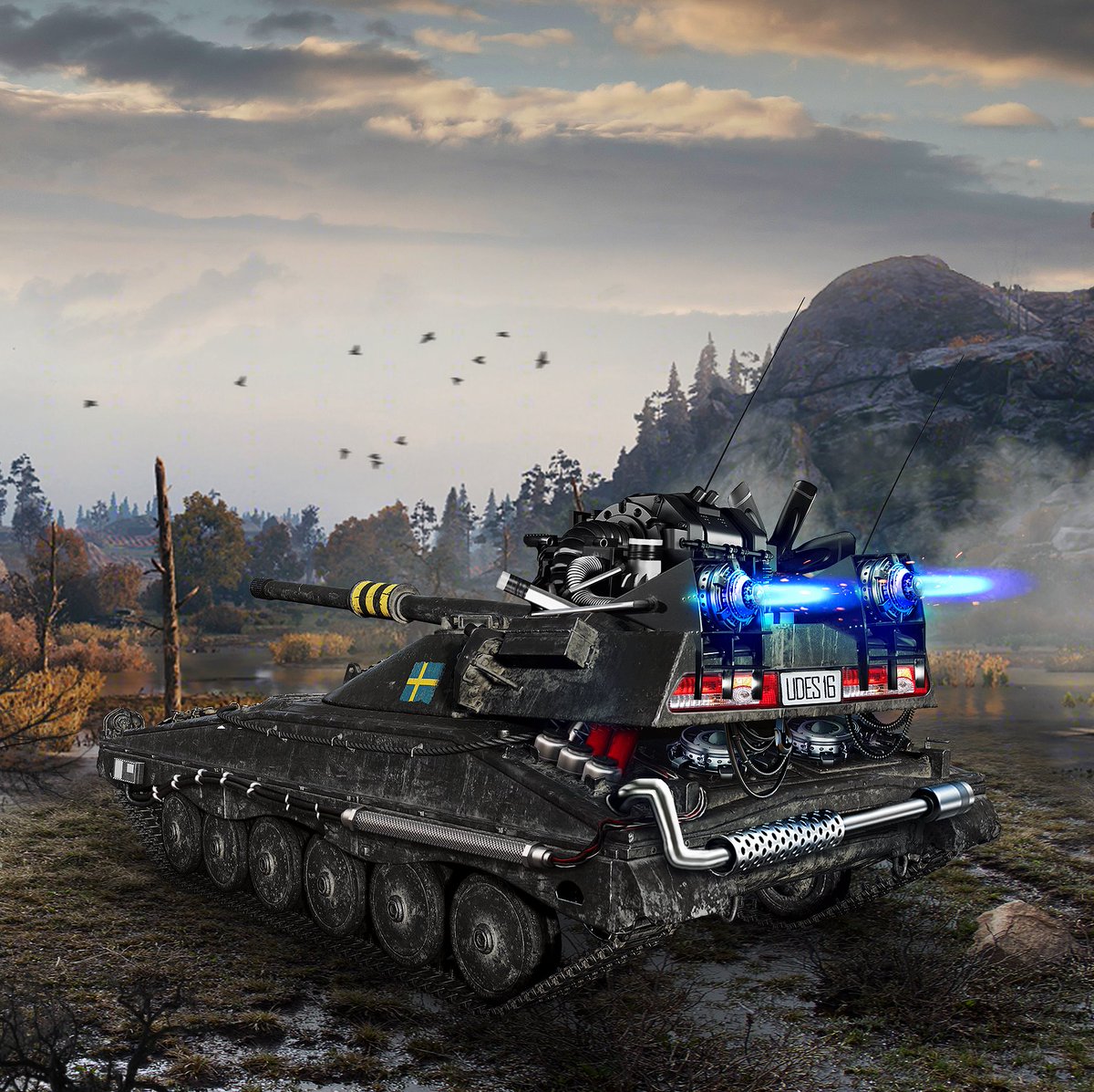 worldoftanks's tweet photo. The mystery of how the UDES16 came to be has finally been solved..."where we're going we don't need roads!"
#BackToTheFuture #35yearslater https://t.co/YNzabf1pTu